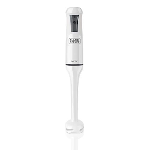 BLACK+DECKER Stabmixer | BXHB500E | 500W | Kompaktes und ergonomisches Design | spritzwassergeschützt | Inkl. Messbecher | Kunststoff | Weiß von BLACK+DECKER