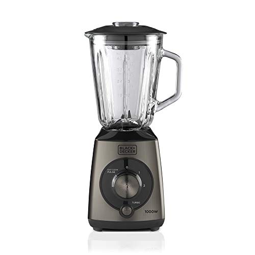 Black+Decker + Decker Standmixer, Puls-Funktion, Gefäß aus Kunststoff mit 1,5 l, 4-schneidige Edelstahlklingen, auseinandernehmbar und einfach zu reinigen 1000 W BXJB1000E Nero/Acciaio von BLACK+DECKER