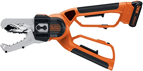 Black+Decker 18V Akku-Astschere Alligator (18V, 2.0Ah, 15cm Schwertlänge, bis 100mm Durchmesser, patentierte Klemmbacken, kabellos für maximale Freiheit beim Holzschnitt, inkl. Akku + Ladegerät) von BLACK+DECKER