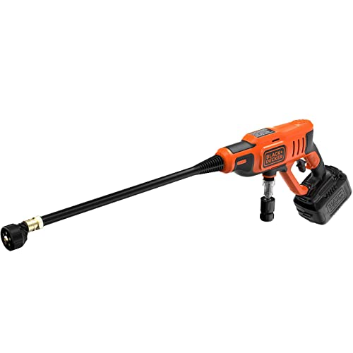 BLACK+DECKER Akku-Druckreiniger (18V, 24 bar, mobiler Druckreiniger zur Reinigung oder Bewässerung, mit flexiblen Wasseranschluss, 5in1 Multifunktionsdüse, ohne Akku & Ladegerät), BCPC18B-XJ von BLACK+DECKER