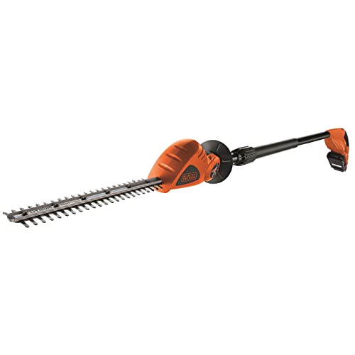 BLACK+DECKER Teleskop Heckenschere Akku Hochentaster Heckenschere elektrisch (18V 2,0Ah Li-Ion, 43 cm Schwertlänge, 12 mm Schnittbreite, 3,5 m Reichweite um 180° Verstellbarer Kopf) GTC1843L20 von BLACK+DECKER