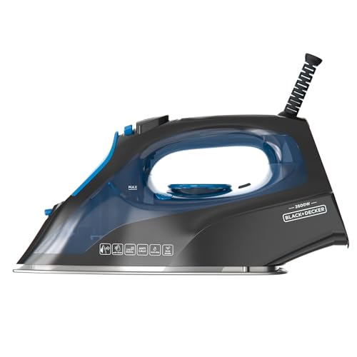 Black+Decker - Dampfbügeleisen BXIR2605E | 2600W | 170g/min Dampfstoß | Dauerdampf 40g/min | Edelstahlsohle | Anti-Kalk- und Selbstreinigungssystem | Entfernung von Viren und Bakterien von BLACK+DECKER