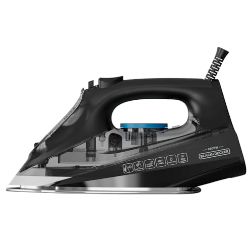 Black+Decker - Dampfbügeleisen BXIR2805E | 2600W | Kratzfeste Keramiksohle | 170 g/min Dampfstoß | 300 ml Wassertank | Präzisionsspitze | Tropfstopp | Anti-Kalk- und Selbstreinigungssystem von BLACK+DECKER