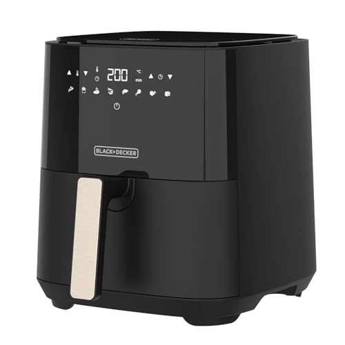 Black+Decker - Heißluftfritteuse BXAF5000E | 1300W | 5L Kapazität | 8 Voreingestellte Programme | 99% Fettreduktion | Antihaft-Korb, Einfach zu Reinigen von BLACK+DECKER