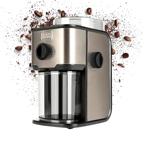 Black+Decker - Kaffeemühle BXCG151E | 150W Leistung | 14 Mahlgrade | 200g Behälter | Edelstahl-Anti-Fingerprint von BLACK+DECKER