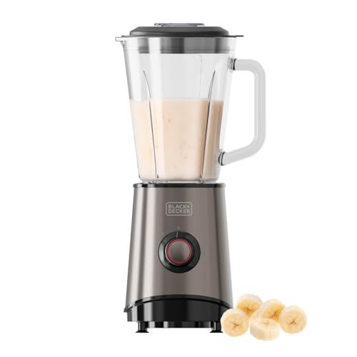 Black+Decker - Standmixer 800W | 1,5L Glasbehälter | 4 Edelstahlklingen | Pulsfunktion & Easy-Clean | Mehrere Geschwindigkeiten + Pulse | Eiszerkleinerung | Einfache Reinigung von BLACK+DECKER