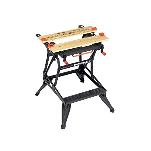 Black+Decker flexible Werkbank (mit großer Arbeitsfläche, Höhenverstellbar und einfach handzuhaben, Bis 160 kg belastbar, Maße (Arbeitsfläche): 250 x 610 mm) WM550 von BLACK+DECKER