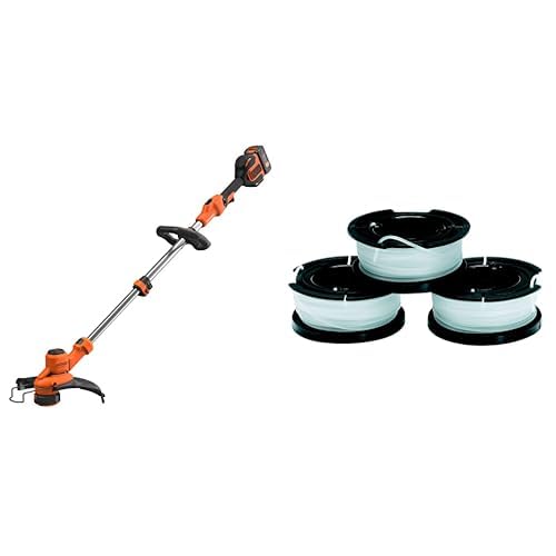 Bundle of Black+Decker Akku-Rasentrimmer BCSTA536L1 (36V 2,5Ah, Schnittbreite 33 cm, kohlebürstenloser Motor, inkl. Akku und Schnell-Ladegerät) + Black+Decker A6485 Fadenspulen von BLACK+DECKER