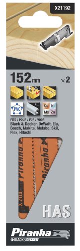Piranha HAS-Säbelsägeblatt Holz (152 mm Sägeblattlänge, 2,5 mm Zahnteilung, 2 Stück) X21192 Piranha HAS-Säbelsägeblatt Holz (152 mm Sägeblattlänge, 2,5 mm Zahnteilung, 2 Stück) X21192 von PIRANHA