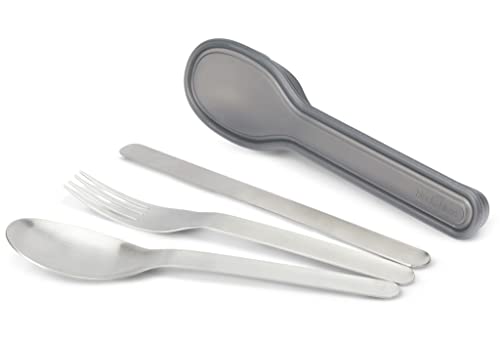 BLACK + BLUM Besteck-Set Messer, Gabel und Löffel aus Edelstahl + Schutzhülle aus Kunststoff von BLACK + BLUM