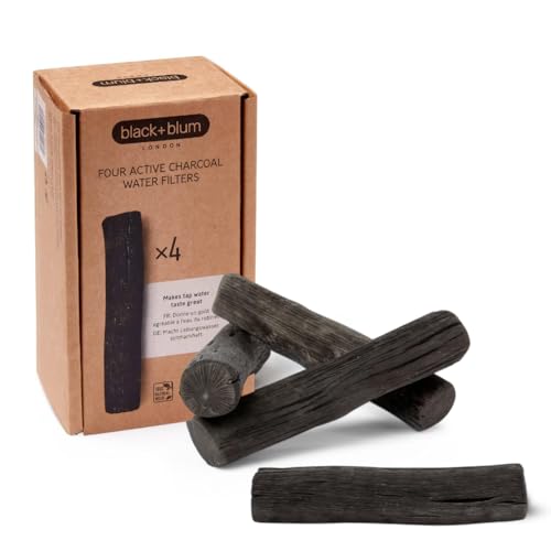 BLACK + BLUM Binchotan Aktivkohle Wasserfilter 4er-Pack, Nachhaltiger, japanischer Wasserfilter Trinkwasser, Aktivkohlefilter Wasseraufbereitung reinigt und fügt Mineralien hinzu von BLACK + BLUM