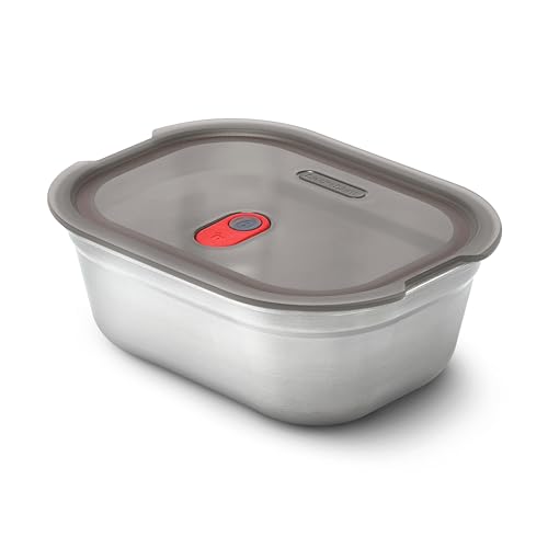 BLACK + BLUM Mikrowellengeeignete Lunchbox aus Edelstahl | Multifunktionaler vakuumversiegelter Behälter für gesunde Lebensmittel | Tragbare und stapelbare Lebensmittelaufbewahrung für Büro und von BLACK + BLUM