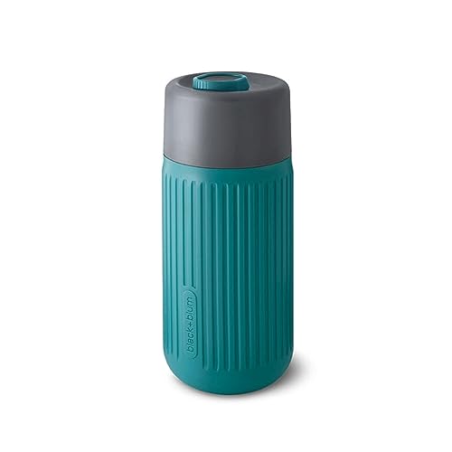 BLACK + BLUM Glas To-Go Becher | Ozean | 340 ml | leichtes Borosilikatglas | rutschfeste, isolierende Silikonhülle | 100% auslaufsicher | verriegelbarer Verschluss | BPA-frei | Kaffeebecher to go von BLACK + BLUM