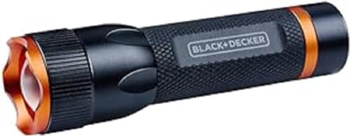 BLACK + DECKER LED-Taschenlampe 60 Lumen - 1W - AA Batterie (exkl.) - 65M Reichweite - 3 Lichtmodi: Hoch, Niedrig, Pulsierend - Schwarz/Orange von Black+Decker