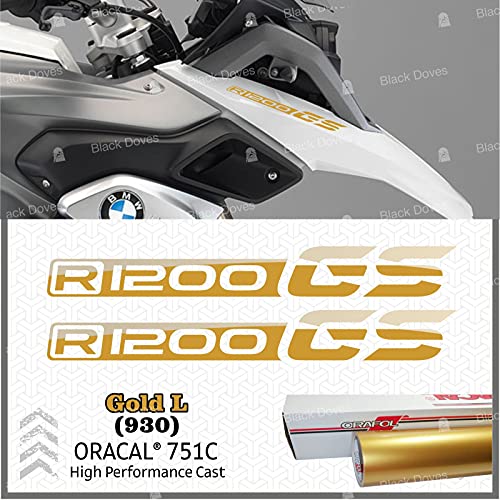2 Stück Aufkleber kompatibel mit Moto R1200 GS Motorrad R 1200 (Gold) von BLACK DOVES GRAPHICS