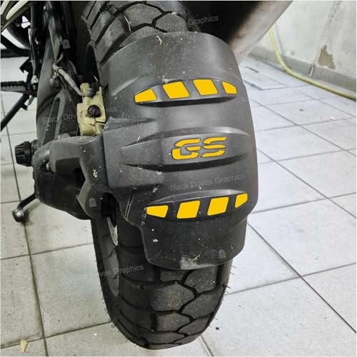 3 Stück REFLEKTIERENDE Aufkleber Kompatibel mit Motorrad R 1200 1250 GS Adventure HECKFENDER Gelb von BLACK DOVES GRAPHICS