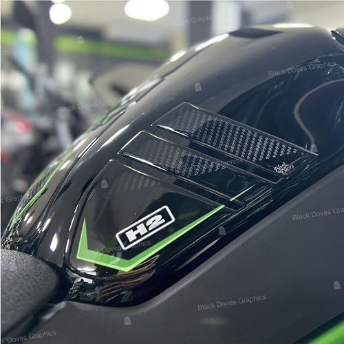 BLACK DOVES GRAPHICS Harzbeschichtete 3D-Aufkleber kompatibel mit Kawasaki Z H2 SE 2021-2024 und Ninja Z H2 (Tankseiten), KAWZH2 von BLACK DOVES GRAPHICS