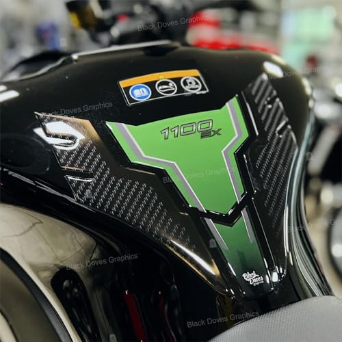 Harzbeschichtete 3D-Aufkleber kompatibel mit KAWASAKI Ninja 1100 SX 2025 Emerald Blazed Green (Tankschutz) von BLACK DOVES GRAPHICS