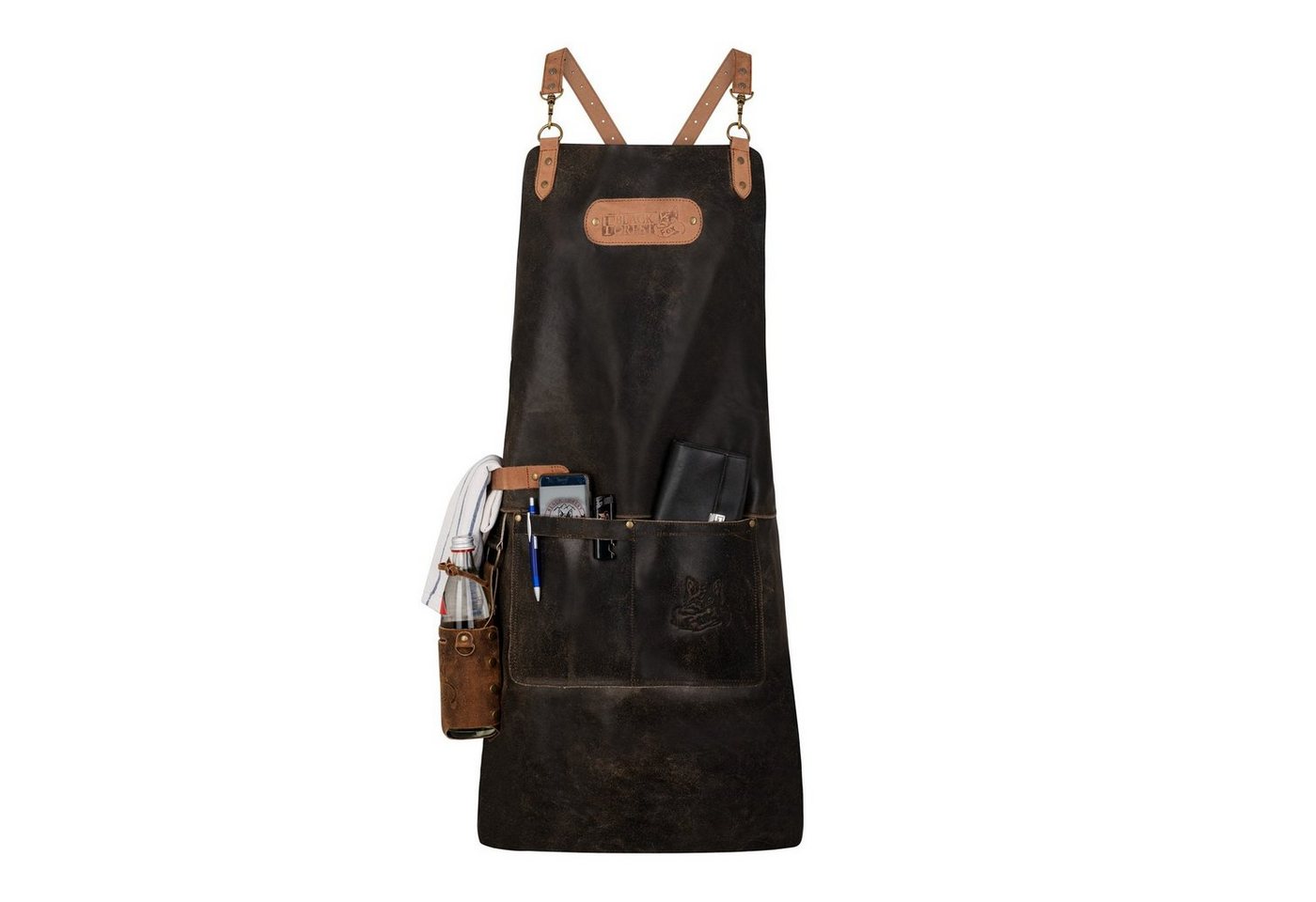 BLACK FOREST FOX Grillschürze BUTCHER Barista Cracker Leder Schürze BBQ Grill- und Arbeitsschürze von BLACK FOREST FOX