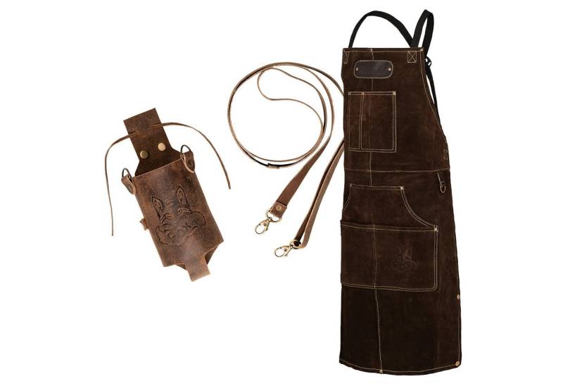 BLACK FOREST FOX Grillschürze ROUGH SET Büffelleder Grill Koch & Küchen Schürze + Holly Holster, (Set), SET Dunkelbraun von BLACK FOREST FOX