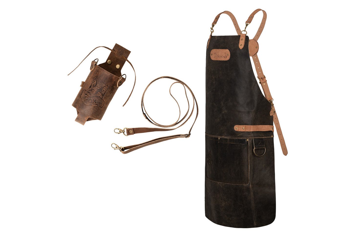 BLACK FOREST FOX Grillschürze SET Büffelleder Grill Schürze + Grillhandschuhe, (Set), SET von BLACK FOREST FOX