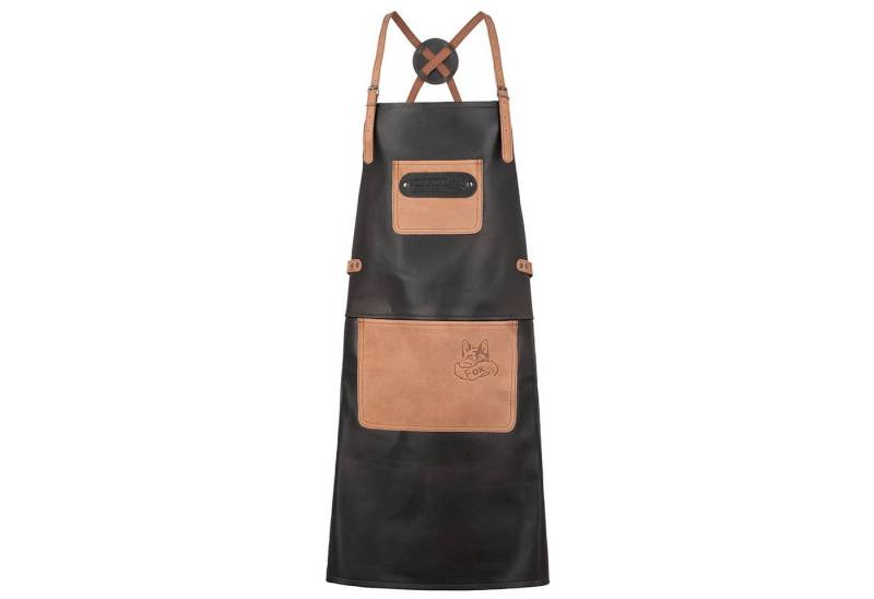 BLACK FOREST FOX Grillschürze X-FOX Büffel Leder Grillschürze BBQ Kochschürze Küchenschürze, Büffelleder, Rückenpatch, gekreutzte Träger von BLACK FOREST FOX