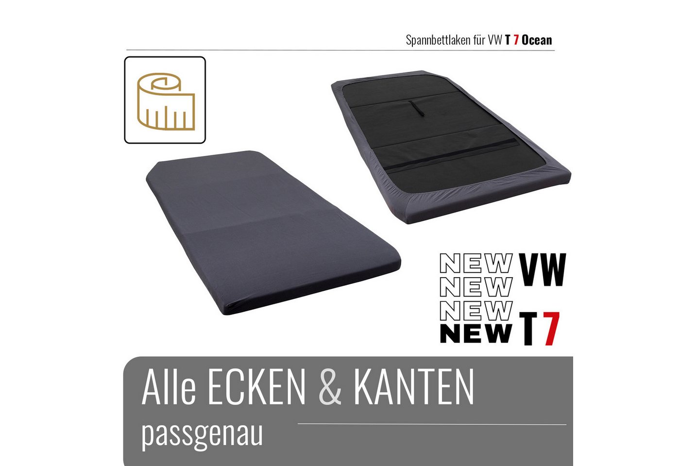 BLACK FOREST FOX Spannbettlaken Spannbettlaken VW Ocean T7 California Faltbett / Folding Bed, Baumwolle, Gummizug: rundum von BLACK FOREST FOX