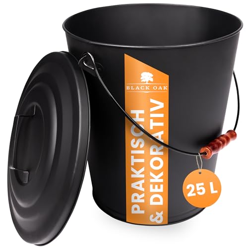 BLACK OAK Ascheeimer Santorini 25L – schwarz mit Deckel - XXL extra groß 25 Liter - Stahl feuerfest verzinkt & pulverbeschichtet Asche & Kohle Eimer Zubehör ideal für Kamin Kachelofen Holzofen BLACK OAK Ascheeimer Santorini 25L – schwarz mit Deckel - XXL extra groß 25 Liter - Stahl feuerfest verzinkt & pulverbeschichtet Asche & Kohle Eimer Zubehör ideal für Kamin Kachelofen Holzofen von BLACK OAK