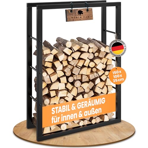 BLACK OAK Kaminholzregal JACK 150x100x25cm schwarz - für innen & außen bis 800kg Holz - Metall Stahl Rahmen pulverbeschichtet rostfrei Brennholzregal Holzregal Kaminholz Aufbewahrung für Brennholz BLACK OAK Kaminholzregal JACK 150x100x25cm schwarz - für innen & außen bis 800kg Holz - Metall Stahl Rahmen pulverbeschichtet rostfrei Brennholzregal Holzregal Kaminholz Aufbewahrung für Brennholz von BLACK OAK