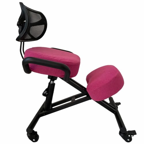 BLACK POINT Ergonomischer Kniestuhl O'KNEEL für Zuhause und Büro (Enthalten ist EIN Rosa Leinenbezug) bürostuhl ergonomisch von BLACK POINT