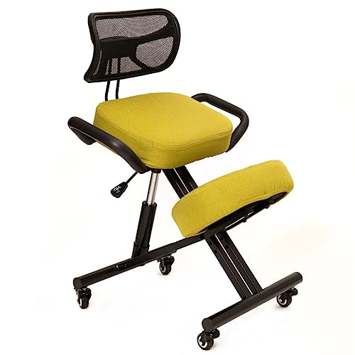 BLACK POINT Ergonomischer Kniestuhl O'KNEEL für Zuhause und Büro (Enthalten ist EIN grüner Leinenbezug) bürostuhl ergonomisch von BLACK POINT