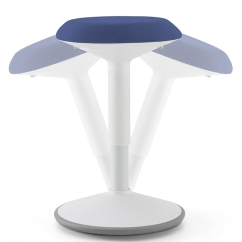 BLACK POINT Ergonomischer Sitzhocker mit Schwingeffekt. Höhenverstellbar 50-80cm. Hocker mit rutschhemmender Standfläche. Sitzhocker für gesünderes Arbeiten. Balance hocker (weiß-Marineblau) von BLACK POINT