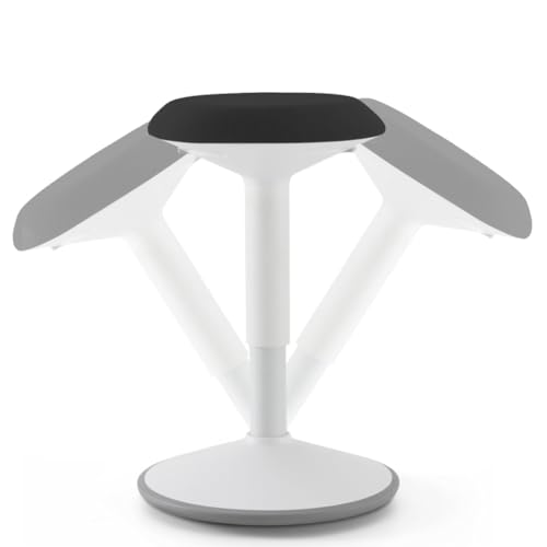 BLACK POINT Ergonomischer Sitzhocker mit Schwingeffekt. Höhenverstellbar 50-80cm. Hocker mit rutschhemmender Standfläche. Sitzhocker für gesünderes Arbeiten. Balance hocker (weiß-schwarz) von BLACK POINT