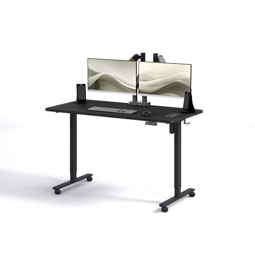 BLACK POINT Höhenverstellbarer Schreibtisch 120 x 60, Ergonomischer Steh-Sitz Tisch Stehpult Verstellbarer Schwarz Computertisch Höhenbereich 72-120 Räder inklusive von BLACK POINT