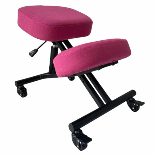 BLACK POINT O'kneel Basic Ergonomischer Kniestuhl aus Öko-Leder für Zuhause und Büro Ergonomischer kinderschreibtischstuhl (Rosa Leinenbezug im Lieferumfang enthalten) von BLACK POINT