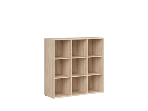 BLACK RED WHITE® Standregal Nepo Plus | Bücherregal mit viel Stauraum in Modern Style | 38,5 x 114 x 111 cm | Highboard Mehrzweckschrank für Arbeitszimmer, Schlafzimmer | Eiche von BLACK RED WHITE