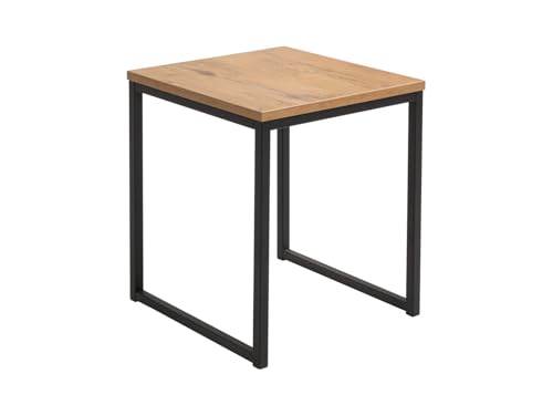 BLACK RED WHITE Aroz Couchtisch 50 cm Lancelot Eiche, quadratisch, braun & schwarz, Metall-Holzplatte, Solider Look, modernes Design, Nicht ausziehbar von BLACK RED WHITE