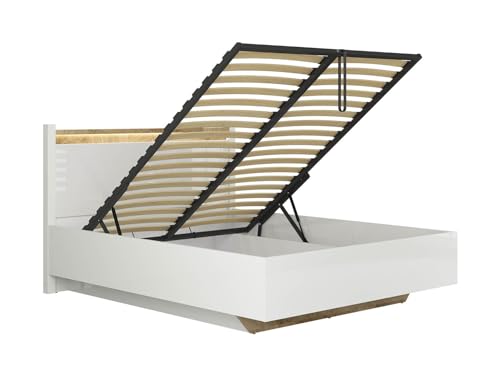 BLACK RED WHITE Bett Alameda 160x200 mit Stauraum und Rahmen Hochglanz Weiß von BLACK RED WHITE