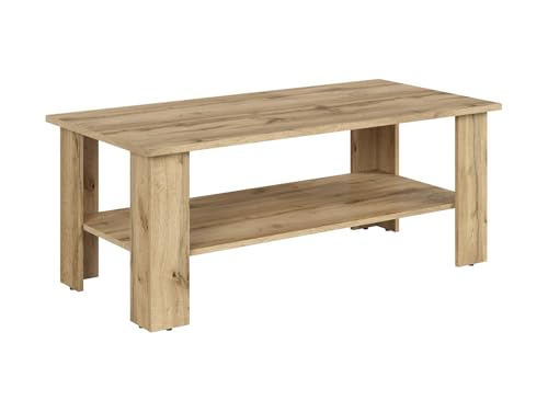 BLACK RED WHITE Couchtisch Acadia 115x56 cm in Eichenoptik Wotan, braun, aus Spanplatte, rechteckig, Nicht ausziehbar, stilvolles Design für Moderne Räume von BLACK RED WHITE