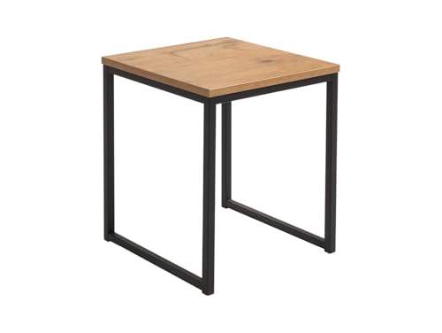 BLACK RED WHITE Couchtisch Aroz 40 cm Eiche Lancelot quadratisch braun schwarz aus Metall und Möbelplatte Nicht ausziehbar 40x40x40 cm moderner Stil von BLACK RED WHITE