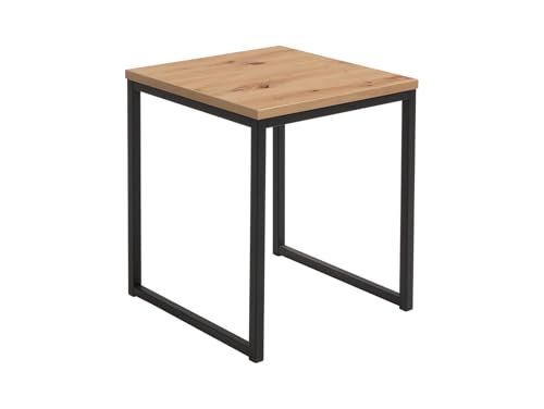 BLACK RED WHITE Couchtisch Aroz 50 cm Eiche Artisan quadratisch 50x50x50 cm Braun/Schwarz, Möbelplatte/Metall, Nicht ausziehbar, moderner Stil von BLACK RED WHITE