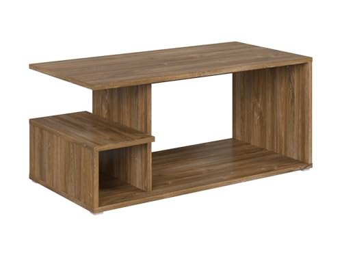 BLACK RED WHITE Couchtisch Gato 100x50 mit Ablage Eiche Stirling rechteckig braun 100cm Länge 50cm Breite 45cm Höhe Möbelplatte Nicht ausklappbar von BLACK RED WHITE