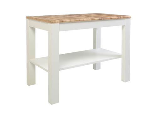 BLACK RED WHITE Couchtisch Holten 90x50 mit Regal Eiche Wotan/Alpines Weiß - MDF und Möbelplatte, rechteckig, 90 cm lang, 50 cm breit, 65 cm hoch von BLACK RED WHITE