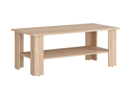 BLACK RED WHITE Couchtisch Nepo Plus 115x56 mit Ablage in Eiche Sonoma von BLACK RED WHITE