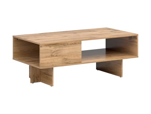BLACK RED WHITE Couchtisch Zele 120x60 mit Ablagefläche Eiche Wotan Rechteckig aus Möbelplatte in Braun, Feststehend, Markenqualität, Stilvoll und Modern von BLACK RED WHITE
