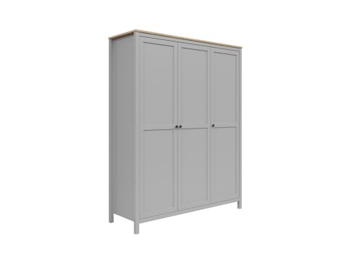 BLACK RED WHITE Dreitüriger Kleiderschrank Grau 159 cm ohne Spiegel BLACK RED WHITE Dreitüriger Kleiderschrank Grau 159 cm ohne Spiegel von BLACK RED WHITE