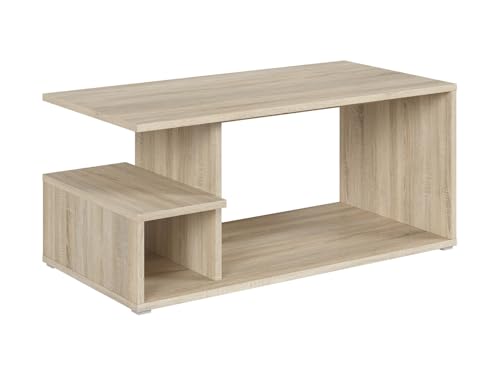 BLACK RED WHITE Gato Tisch 100x50 mit Ablage in Sonoma Eiche, Beige Couchtisch aus Möbelplatte, Rechteckig, 45 cm hoch, Nicht ausziehbar, Modernes Design von BLACK RED WHITE