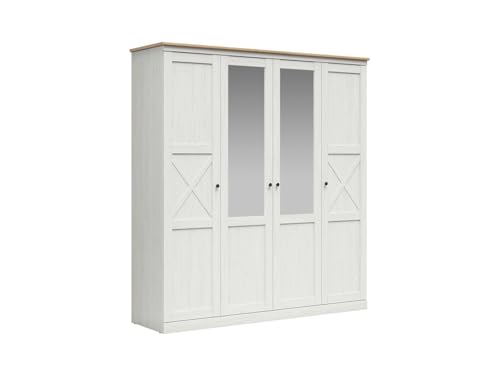 BLACK RED WHITE Kleiderschrank Frija 203 cm mit Spiegel in Andersen Kiefer Weiß/Eiche Artisan BLACK RED WHITE Kleiderschrank Frija 203 cm mit Spiegel in Andersen Kiefer Weiß/Eiche Artisan von BLACK RED WHITE