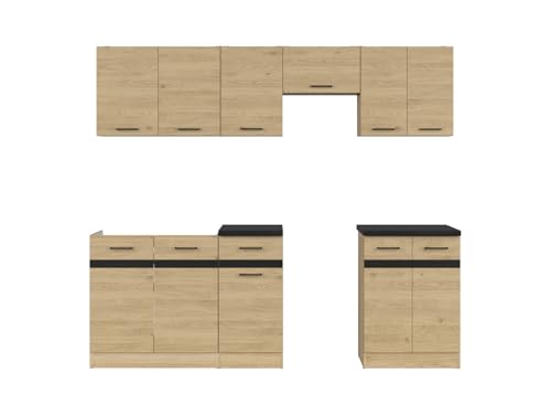BLACK RED WHITE Küchenzeile 230 cm Eiche Bernstein mit Arbeitsplatte BLACK RED WHITE Küchenzeile 230 cm Eiche Bernstein mit Arbeitsplatte von BLACK RED WHITE
