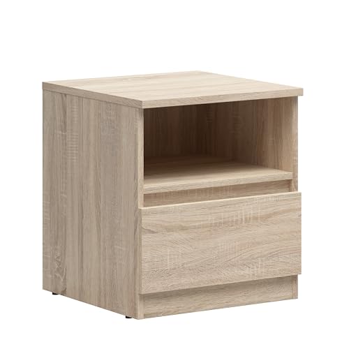 BLACK RED WHITE Nachttisch Tetrix 45 cm mit Schublade Eiche Sonoma von BLACK RED WHITE